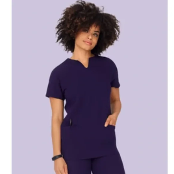 Mandala Tops Mandala Pocket Notched Neck Scrub Top In